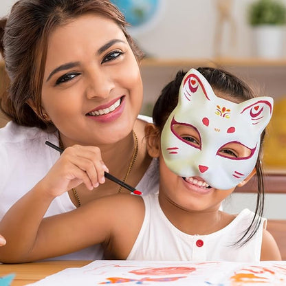Cat Mask, Cat Mask 15 pcs Half Fox Mask White Therian Mask Diy Paintable Blank Mask for Holloween, Masquerade Party, Cosplay - Image 5