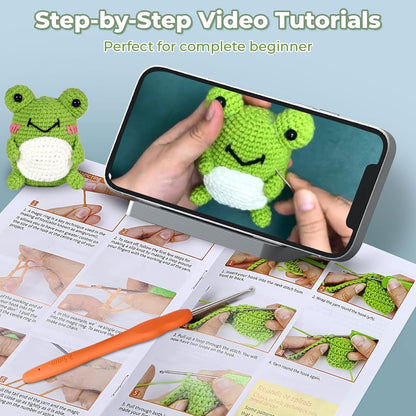 Crochet Kit for Beginners Pattern Animals Owl Penguin Frog with Yarn Hook Accessories - Image 4