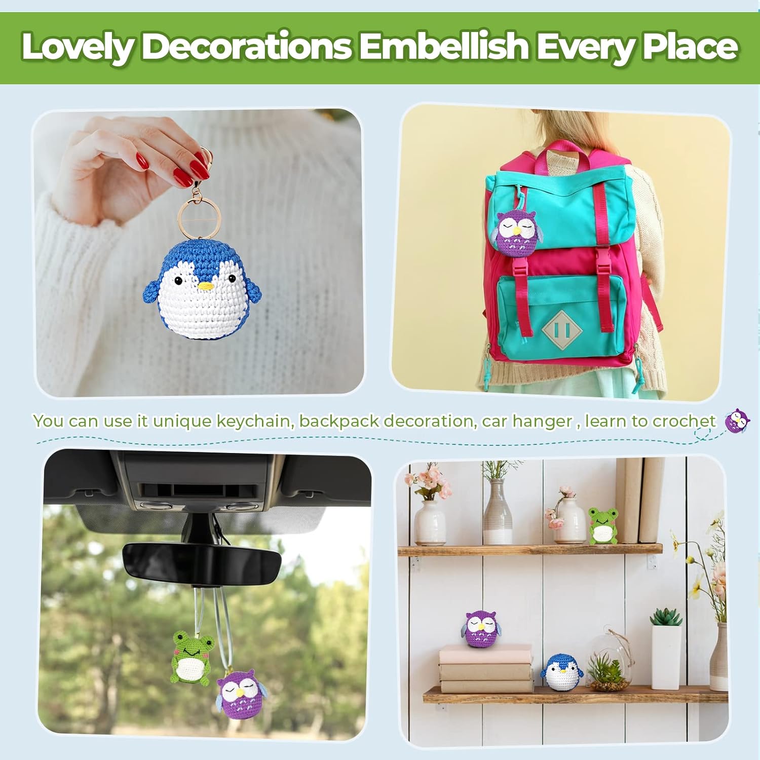 Crochet Kit for Beginners Pattern Animals Owl Penguin Frog with Yarn Hook Accessories - Image 5