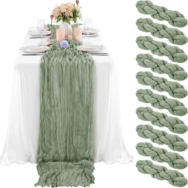 Light Green Cheesecloth Table Runner Loose-woven Runner - Image 2
