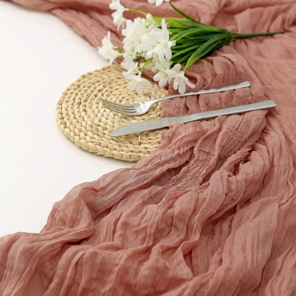 Light Green Cheesecloth Table Runner Loose-woven Runner - Image 5