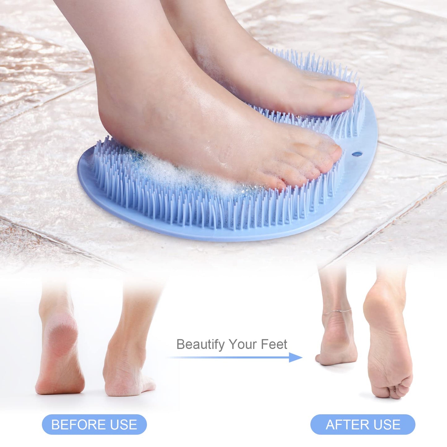 Foot Scrubber for Shower, Foot Cleaning Massage Mat with Non-Slip Suction Cups, Shower and Bathroom Foot Scrubber Mat (Blue) Blue - Image 4
