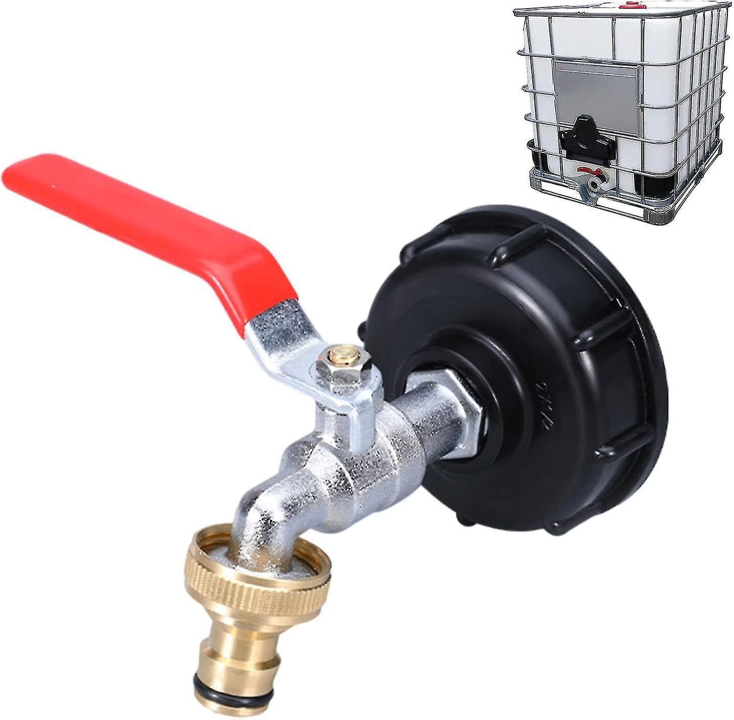 1000L tank tap with garden hose connector, S60x6 IBC tap connection