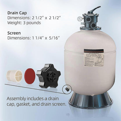 Hayward SX180LA Sand Cylinder Drain Cap Compatible with Pro Series Sand Filter Replacement Accessory With Gasket - Image 3