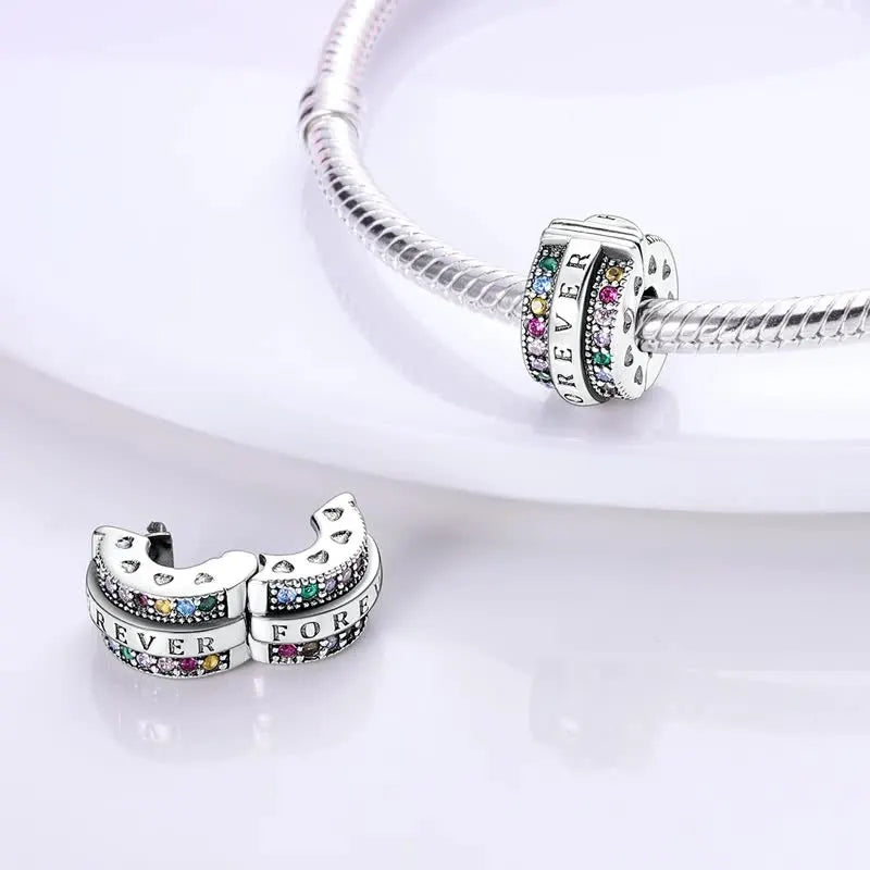 925 Sterling Silver Clip Charms Safety Chain Charm Silicone Stopper Bead Fit Jewelry Making For Bracelet T Diy PTC512 - Image 4