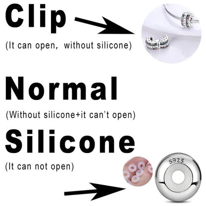 925 Sterling Silver Clip Charms Safety Chain Charm Silicone Stopper Bead Fit Jewelry Making For Bracelet T Diy PTC512 - Image 6