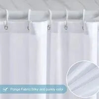 Waterproof Mildew Resistant Shower Curtain, White 200x220cm Fabric Polyester, Compatible with Bathtub or Bathroom, Washable - Image 2
