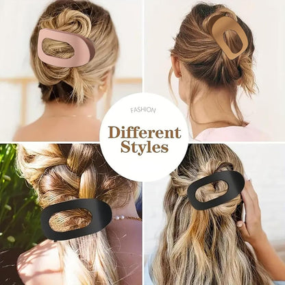 Set of 4 brown, matte, flat hair clips, flat clip for women, round lying hair clip for thick and thin hair, comfortable, curved flat clips - Image 7