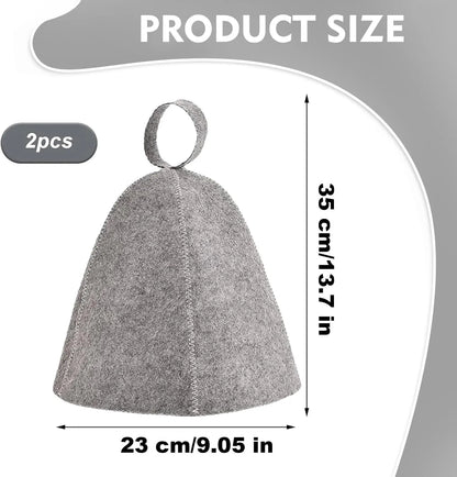 Felt Sauna Hat 2 Pack Natural Wool Comfortable Breathable Accessories Gray and White Jar - Image 2
