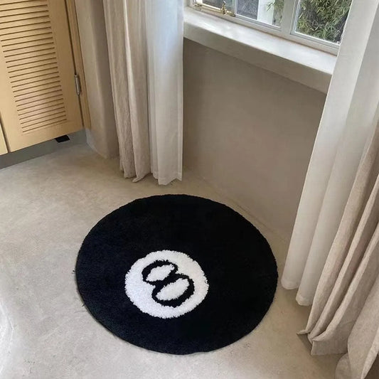 Black Carpet, Billiard Ball Mat, 8-Ball Soft & Fluffy Black Carpet Bedroom Decoration, Black Circle Carpet for Living Room Home Decor 80*80 - Image 2