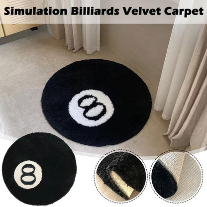 Black Carpet, Billiard Ball Mat, 8-Ball Soft & Fluffy Black Carpet Bedroom Decoration, Black Circle Carpet for Living Room Home Decor 80*80 - Image 3