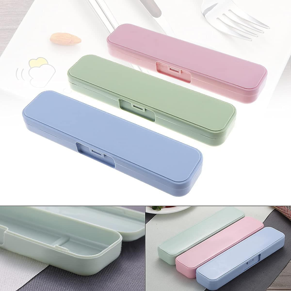 Portable Cutlery Box - Set of 3, Perfect for Camping, Traveling and More (Multicolor) - Image 3