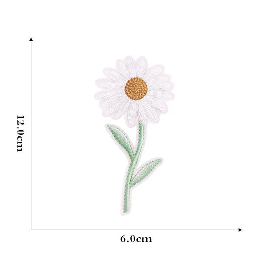 12 Pieces Embroidered Patches Iron-on Fabric Sew-on Patch Floral Pattern Mini Sunflower Embroidered Patches for Clothes Jeans Hat Backpacks - Image 2