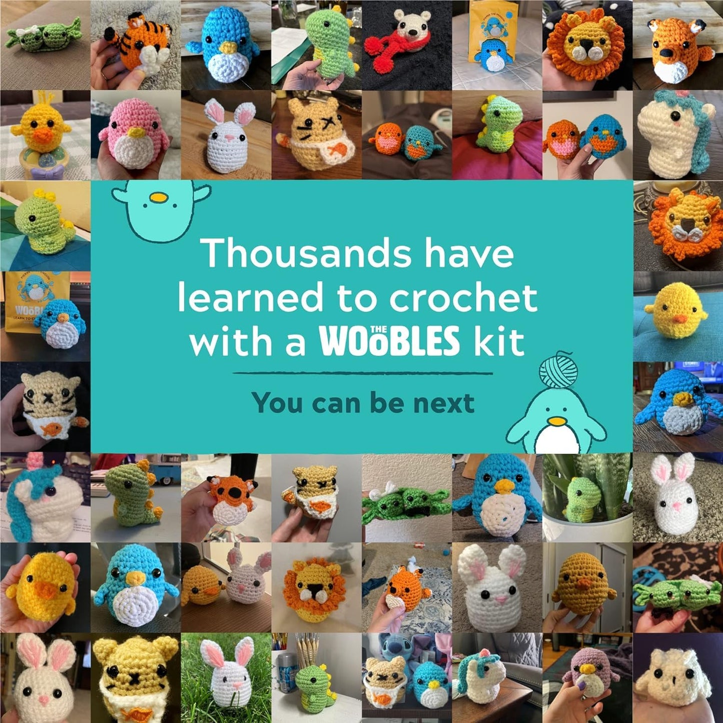 Woobles crochet set for beginners in simple pea yarn, as seen on Shark Tank Penguin - Image 5