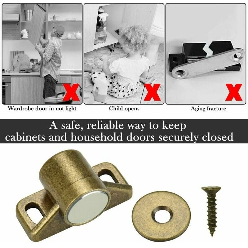 4 pcs magnets for cabinet doors, magnetic door lock, magnetic door closer with 4 washers and 12 screws, magnetic cabinet closure for furniture, wardrobe, cupboard - Image 3