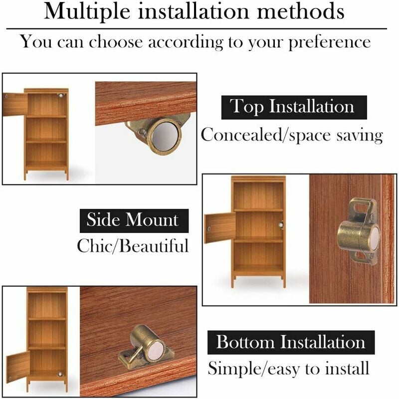 4 pcs magnets for cabinet doors, magnetic door lock, magnetic door closer with 4 washers and 12 screws, magnetic cabinet closure for furniture, wardrobe, cupboard - Image 4