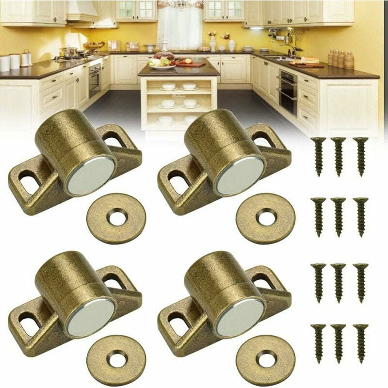 4 pcs magnets for cabinet doors, magnetic door lock, magnetic door closer with 4 washers and 12 screws, magnetic cabinet closure for furniture, wardrobe, cupboard - Image 5