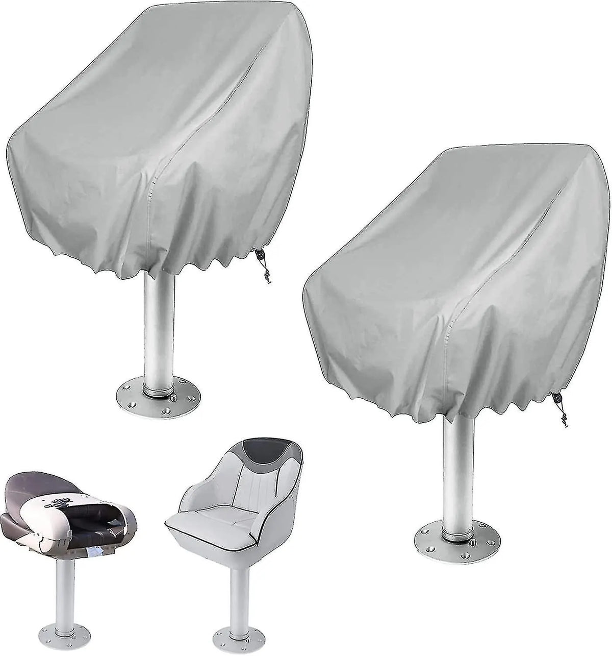 Outdoor Waterproof Chair Covers 2-Pack for Pontoon Boat Bench Protector Oxford Fabric Compatible with Pedestal Captain Chair