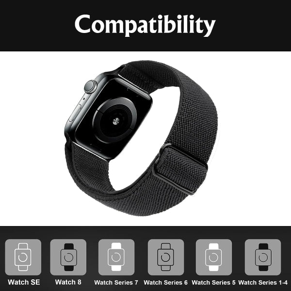 Compatible with Apple Watch Band 41mm 40mm 38mm Adjustable Stretchy Sport Strap for Men Women Black - Image 2