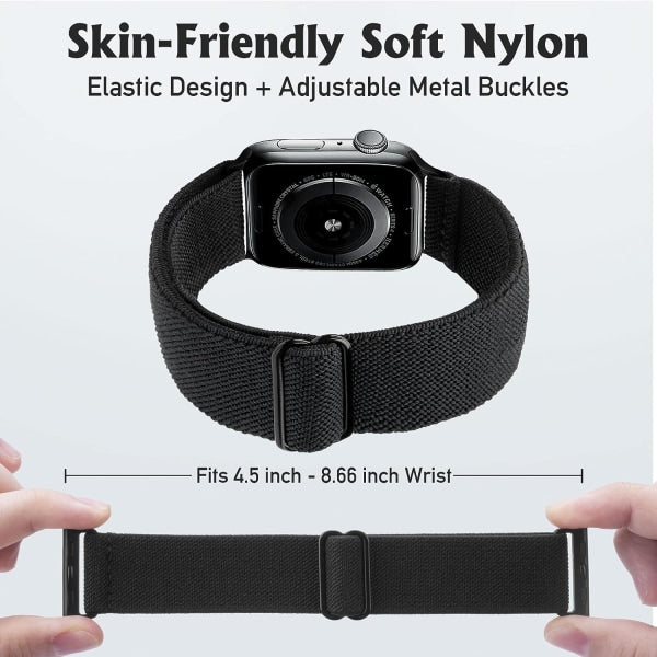 Compatible with Apple Watch Band 41mm 40mm 38mm Adjustable Stretchy Sport Strap for Men Women Black - Image 4