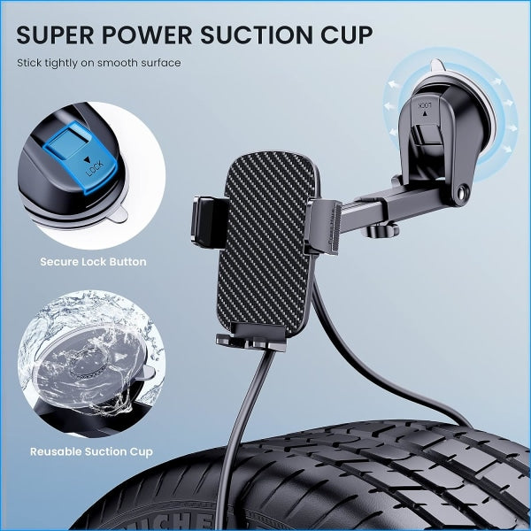 Universal Car Phone Holder with Military Suction Cup, 360° Rotation, Dashboard Mount for GPS \u0026 Phones - Image 3