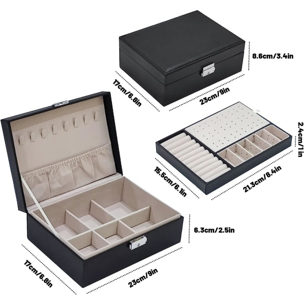 Jewelry Box Jewelry PU Leather Storage Box (Black) - Image 5