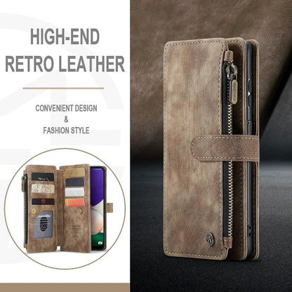 Compatible with Samsung Galaxy A22 5G Case Wallet with Magnetic Flip Zipper and Card Holder - Brown - Image 3