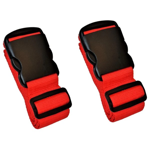 Red Luggage Straps 2-Pack with Metal Luggage Tags Adjustable Suitcase Strap Set - Image 5