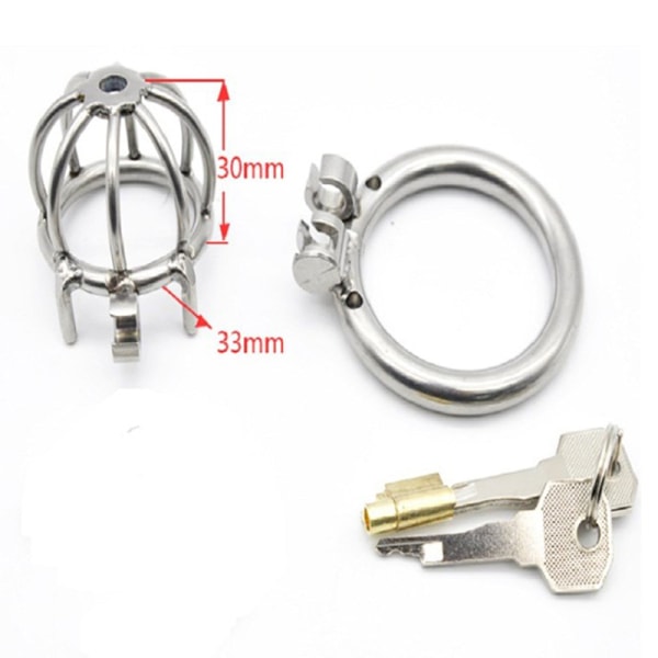 Stainless Steel Male Chastity Cage with 50mm Ring - Image 3