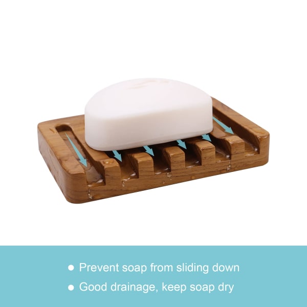 Wooden Soap Dish 2pcs, Soap Holder in Natural Teak, Soap Container for Shower, Bathroom, Kitchen, Bathtub, Razor, Sponges_max - Image 2