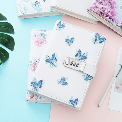 A5 Creative Password Journal with Lock, PU Leather Diary with Combination Lock Password Diary for Notebook Locking Time Book (Style 1) - Image 3