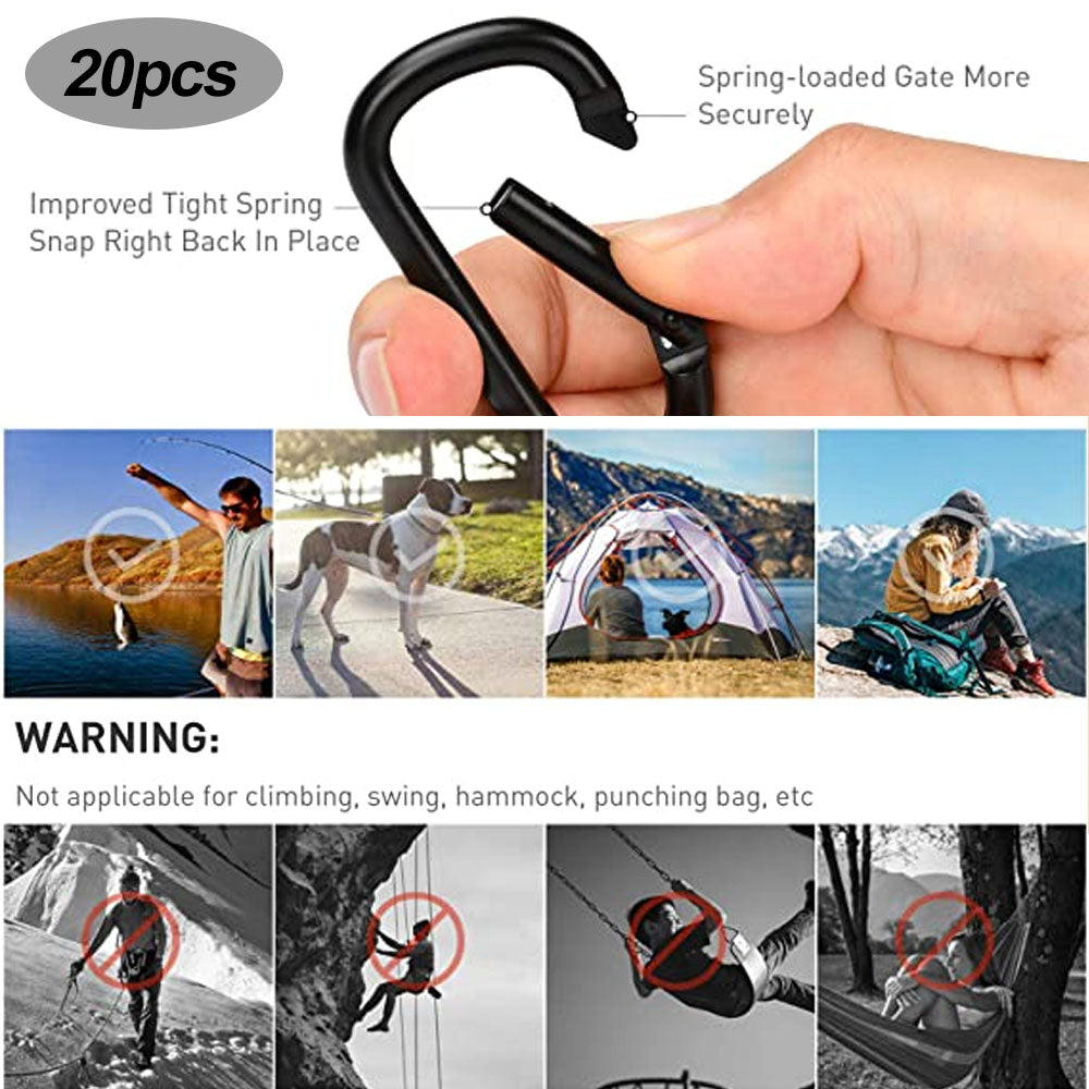 20 pcs Small Carabiners, Multifunctional Aluminum D-ring Clips_max - Image 3