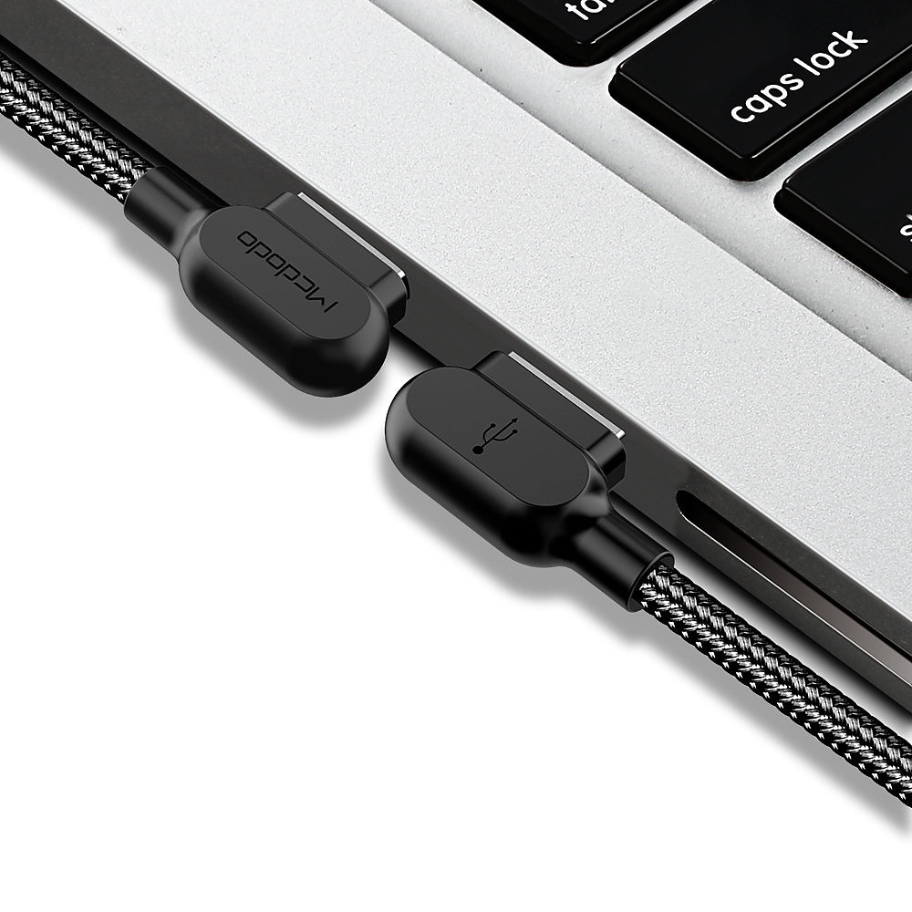 Compatible with Apple McDodo CA-4673 Angled Lightning Cable 1.8m 2A Fast Charging with LED iPhone iPad Black - Image 3