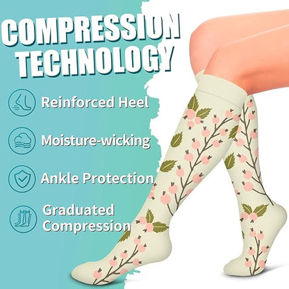 Compression Socks for Women & Men Circulation (6 Pairs) - Graduated Support Socks for Running, Athletic Sports, S/M—max S\/M - Image 5