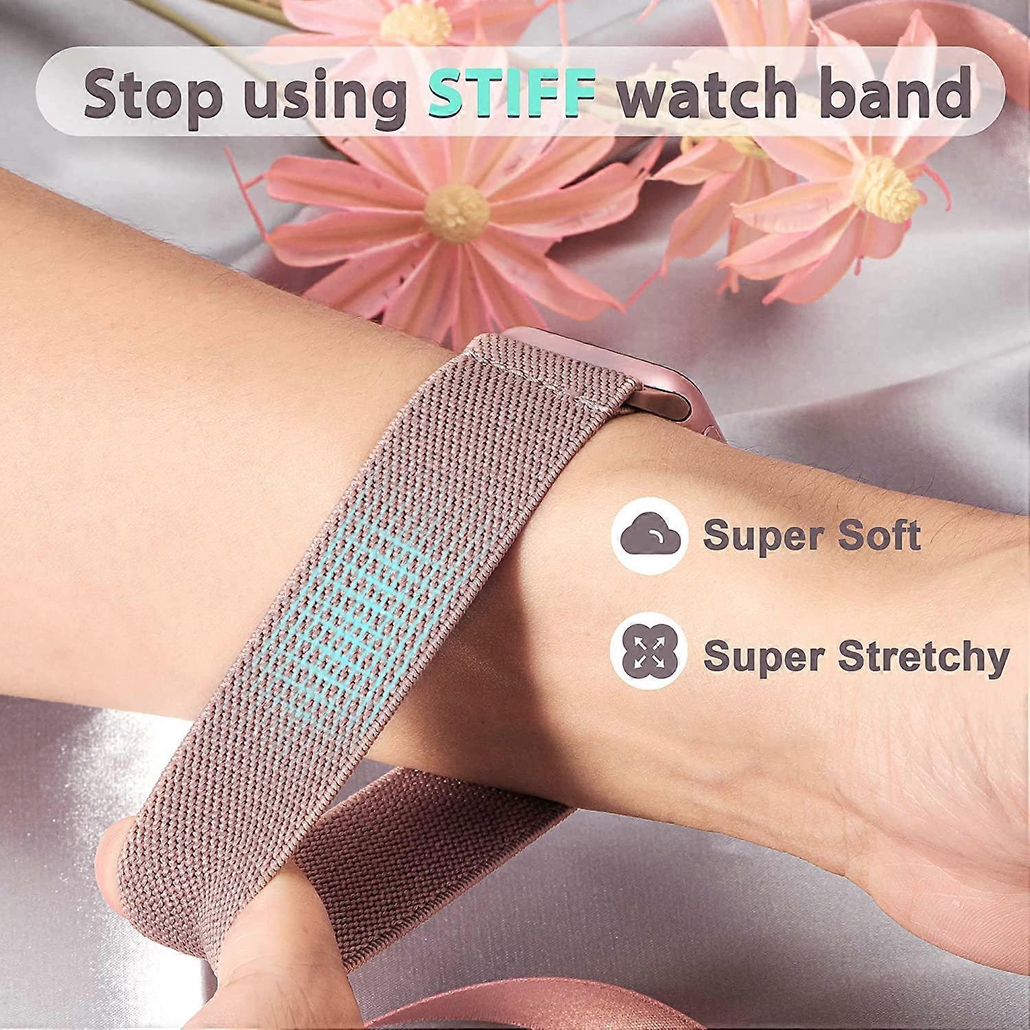 Nylon Stretch Band 5-Pack Compatible with Apple Watch 42mm 44mm 45mm Solo Loop Fabric Elastic Bracelet for Women Men - Image 5