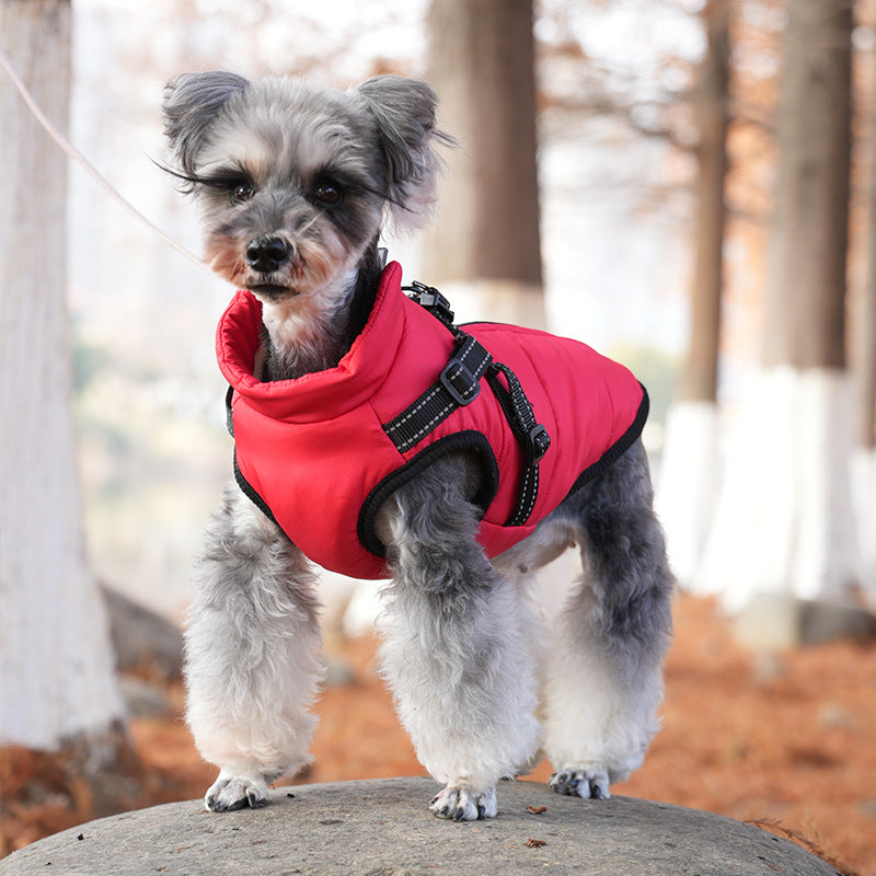 Waterproof Dog Winter Jacket with Harness Pink Size S Fleece Lined Zipper - Image 2