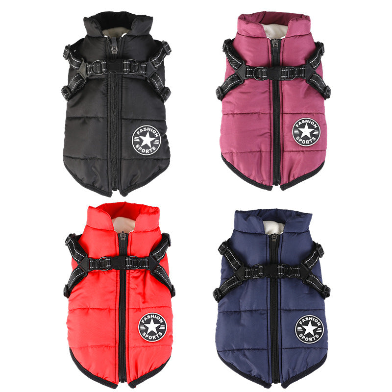 Waterproof Dog Winter Jacket with Harness Pink Size S Fleece Lined Zipper - Image 5
