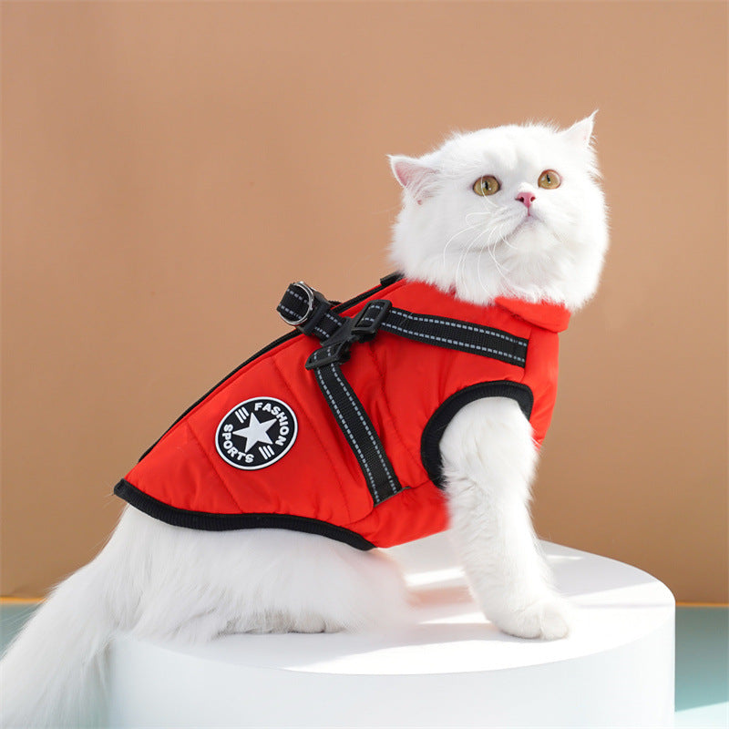 Waterproof Dog Winter Jacket with Harness Pink Size S Fleece Lined Zipper - Image 7