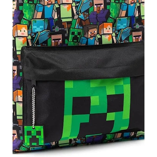 Minecraft Backpack for Boys | Black School Bag for Kids | Green Creeper Zombie Skeleton Enderman & Cave Spider-max - Image 4