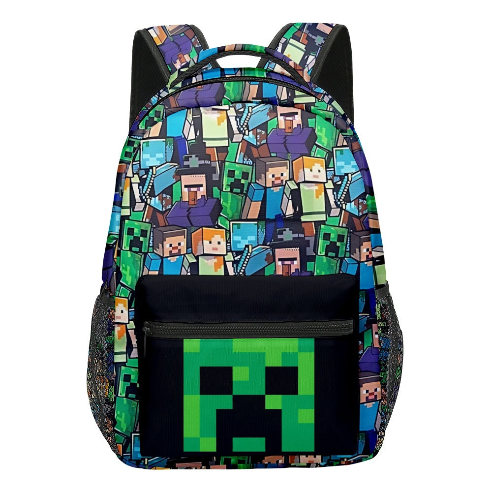 Minecraft Backpack for Boys | Black School Bag for Kids | Green Creeper Zombie Skeleton Enderman & Cave Spider-max - Image 5