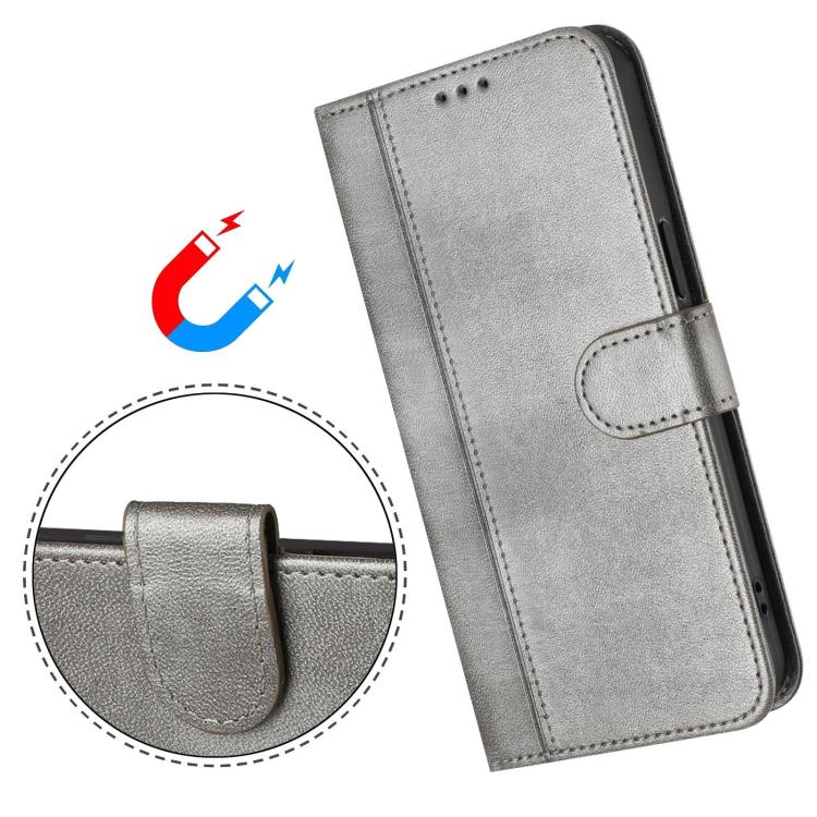 Compatible with Samsung Galaxy A17 5G Case in Grey Retro Leather with Stitching - Image 5