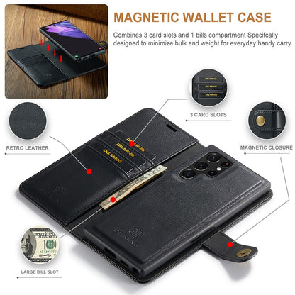 DG.MING Magnetic Wallet Case Compatible withSamsung Galaxy S22 Ultra Black 2-in-1 - Image 2