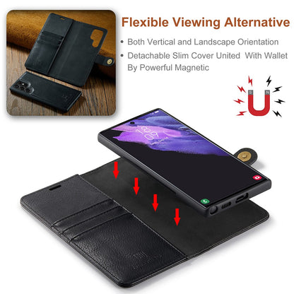 DG.MING Magnetic Wallet Case Compatible withSamsung Galaxy S22 Ultra Black 2-in-1 - Image 3
