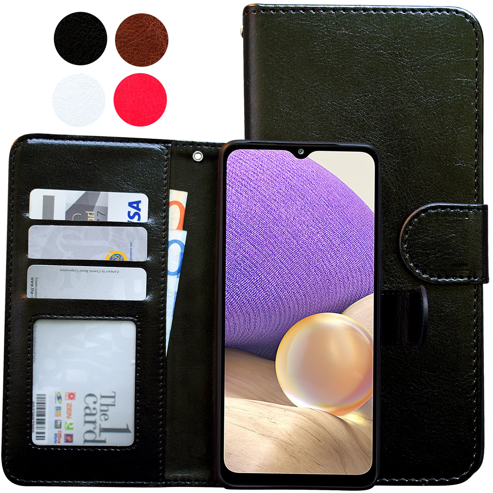 Compatible with Samsung Galaxy A32 5G Leather Case Protection White Max White