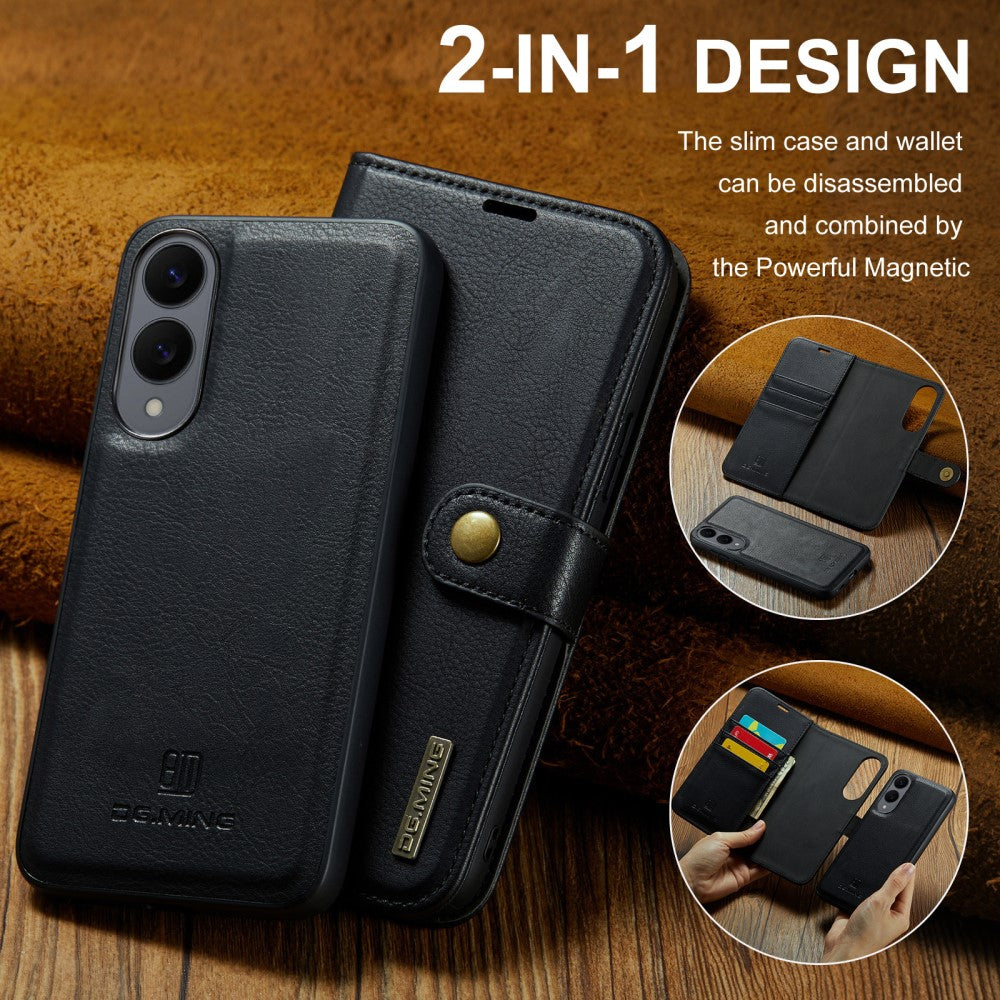 Magnetic Wallet for Compatible with Samsung Galaxy S25 Edge Black Case 2-in-1 with Card Holder - Image 9