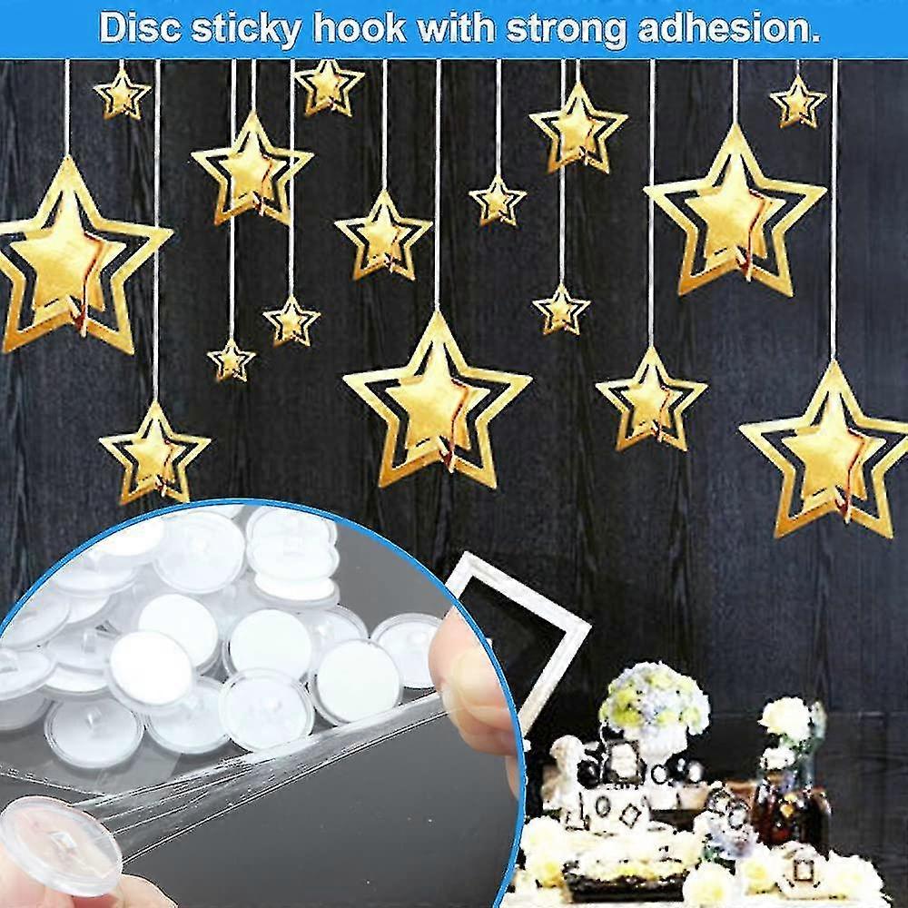 Shibaod_max 50 pcs 20mm Self-Adhesive Ceiling Hooks, Wall Hooks for Suspension, No Drilling Needed, White Plastic Hooks - Image 3