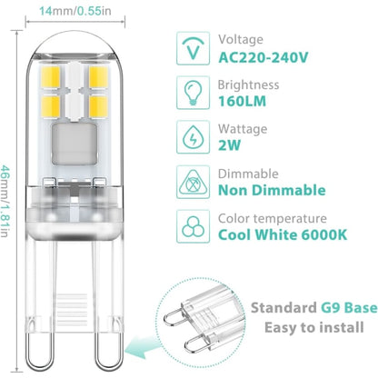 G9 LED Bulbs 10-Pack 1.5W Cool White 6000K Non-Dimmable AC 220-240V Mini Flicker-Free - Image 2