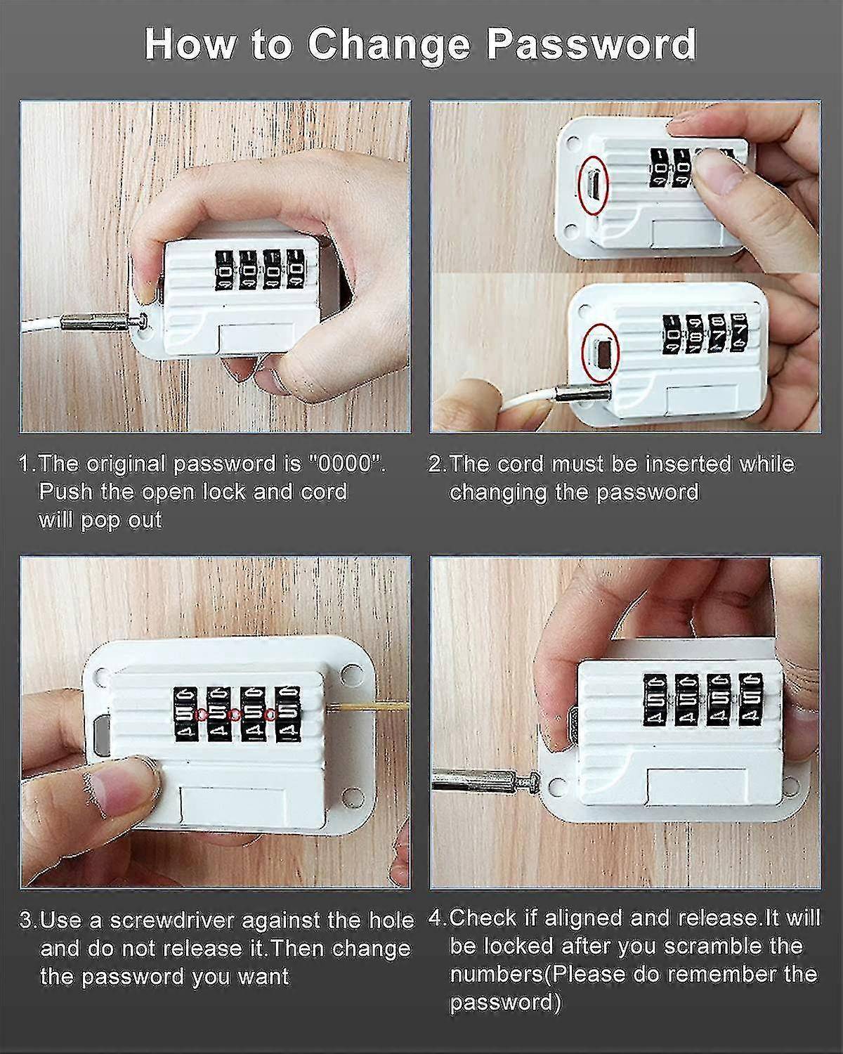 Refrigerator Safety Lock Self-Adhesive Combination Lock White Pack for Adults Compatible with Electric Mini Fridge - Image 2
