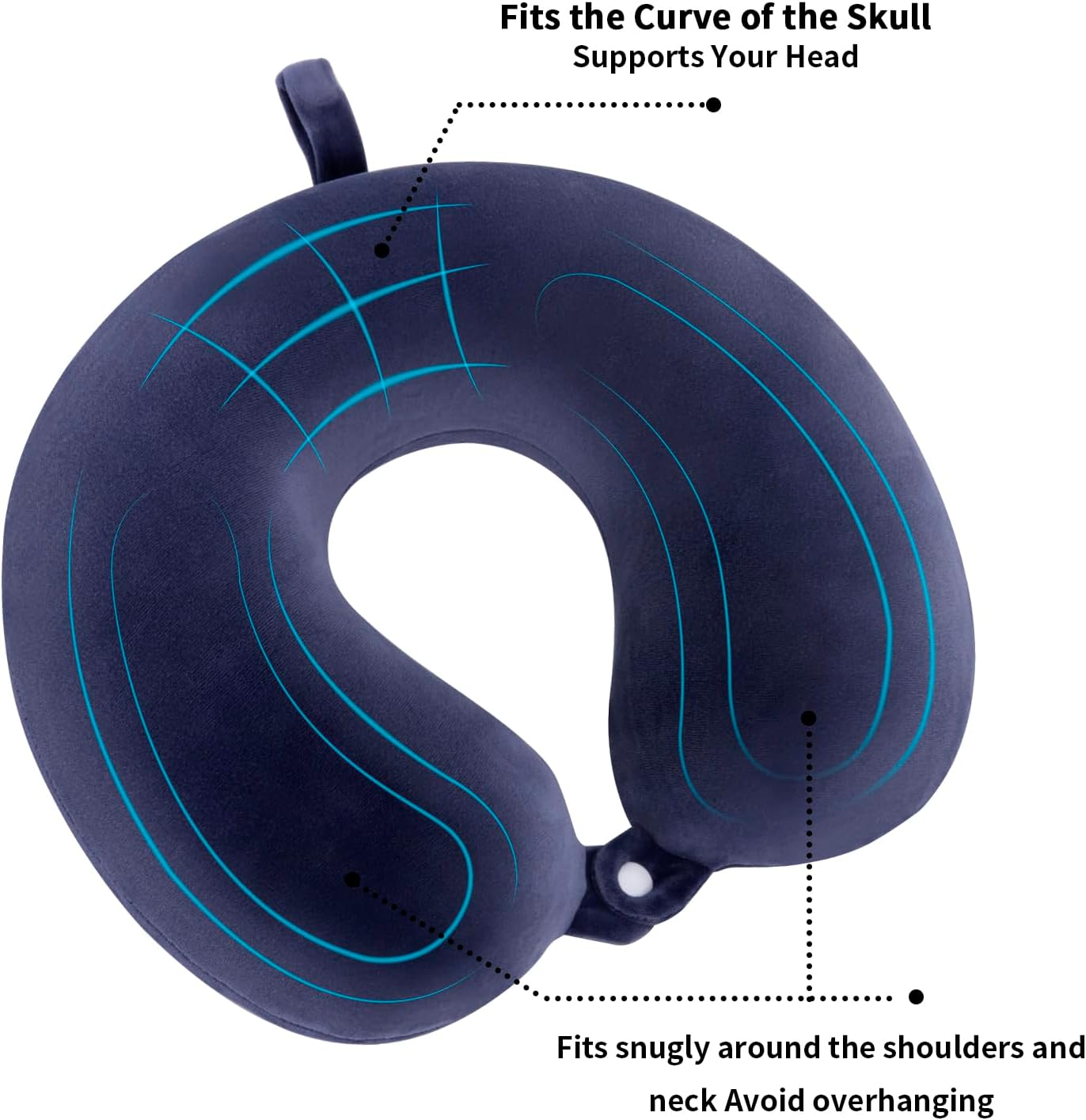 Travel Pillow Neck Pillow Memory Foam Travel Pillows Head Support Pillow for Airplane Train Car Office Travel Essential Flight Pillows for a Long Time Navy Blu Navy Blue One Size - Image 4