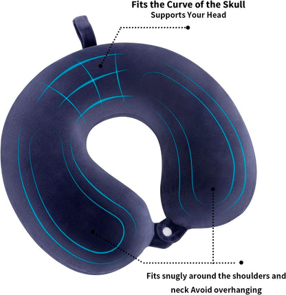 Travel Pillow Neck Pillow Memory Foam Travel Pillows Head Support Pillow for Airplane Train Car Office Travel Essential Flight Pillows for a Long Time Navy Blu Navy Blue One Size - Image 4